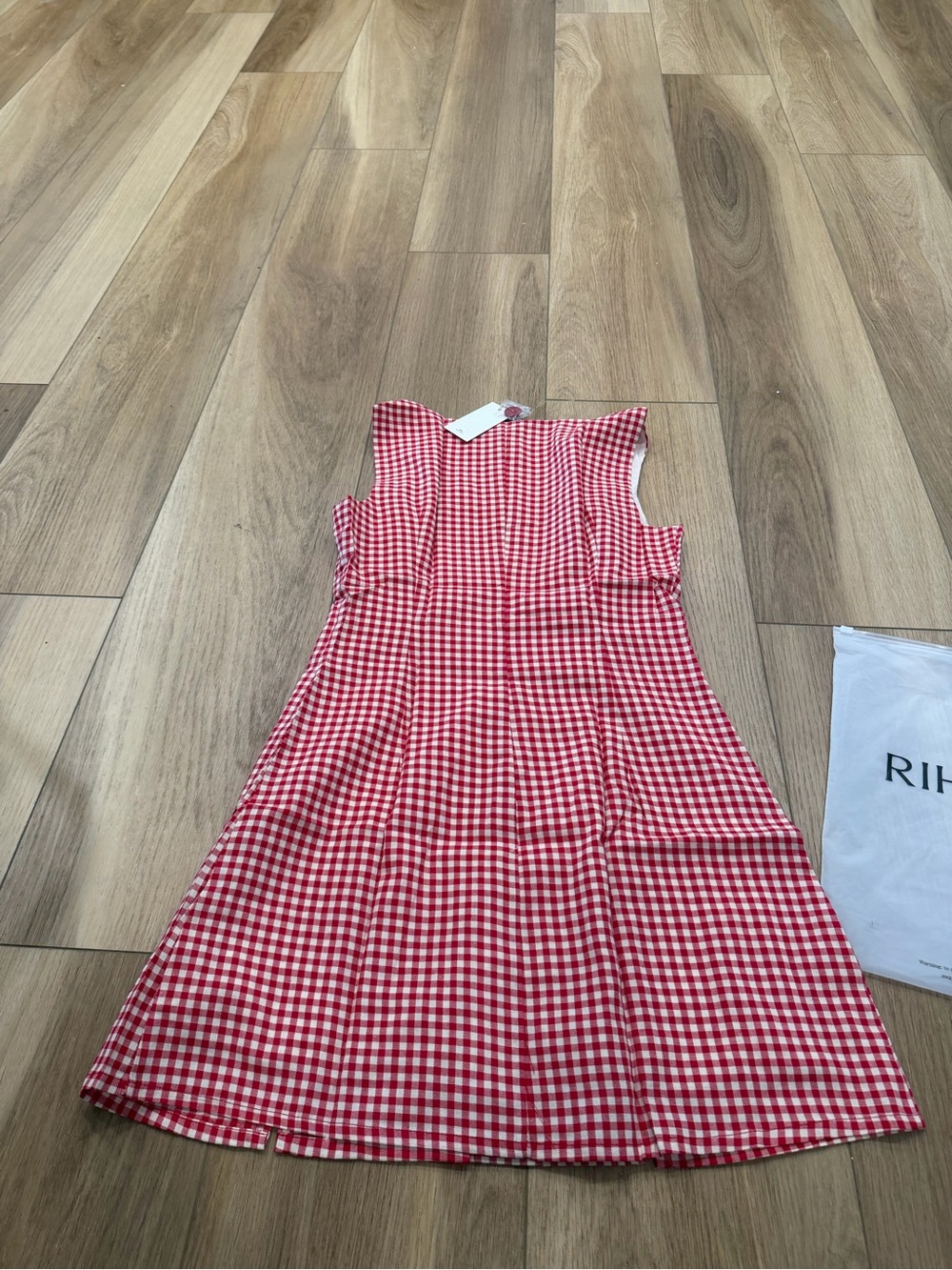 RIHOAS Red Gingham Button-Front Dress - Picture 5 of 5